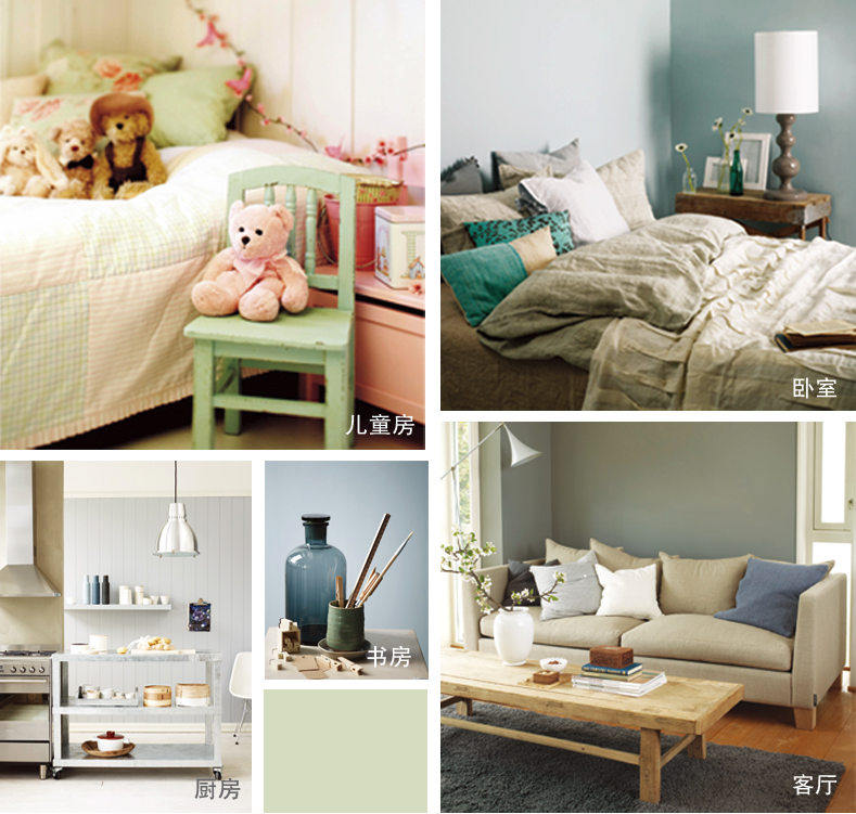 儿童房、卧室、书房、厨房、客厅